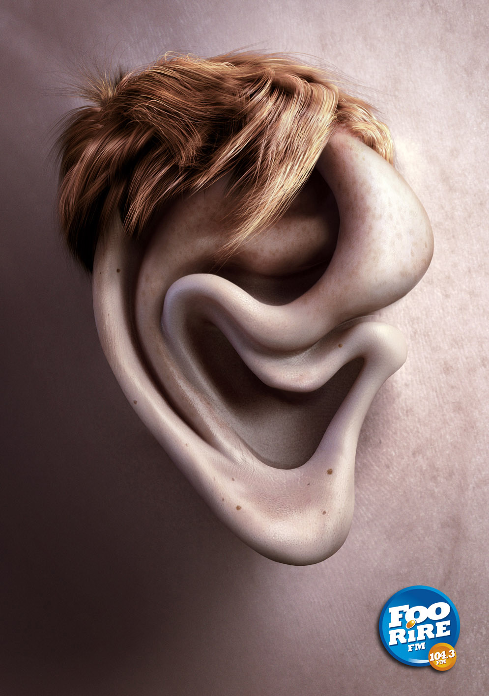 fm radio comedy station创意耳朵收听海报设计