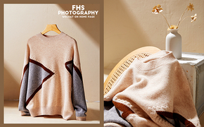 毛衣创意拍摄 服装平铺摄影 羊绒衫挂拍细节图 凤凰摄FHS