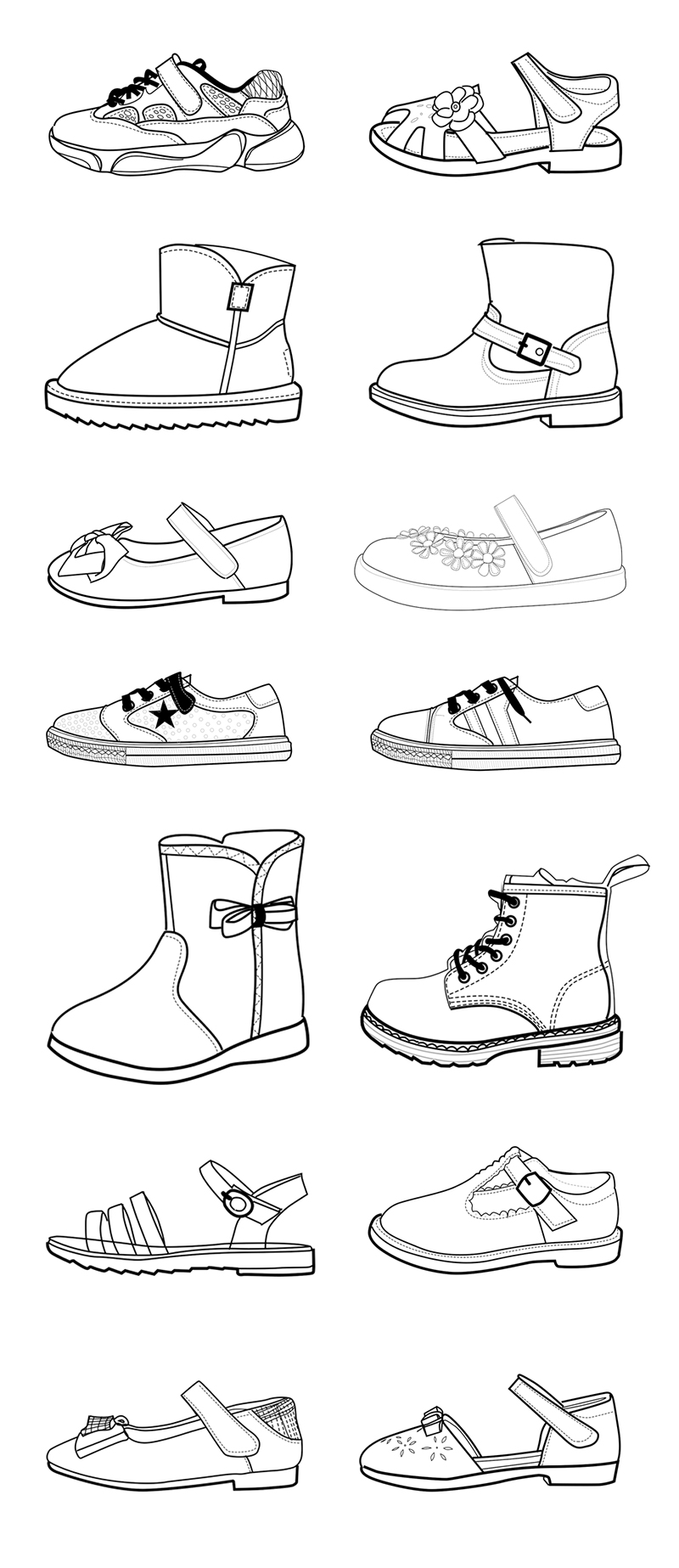 童鞋手绘线稿图设计图片