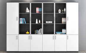 3D家具效果图 办公家具效果图 办公室文件柜 木质书柜设计图片