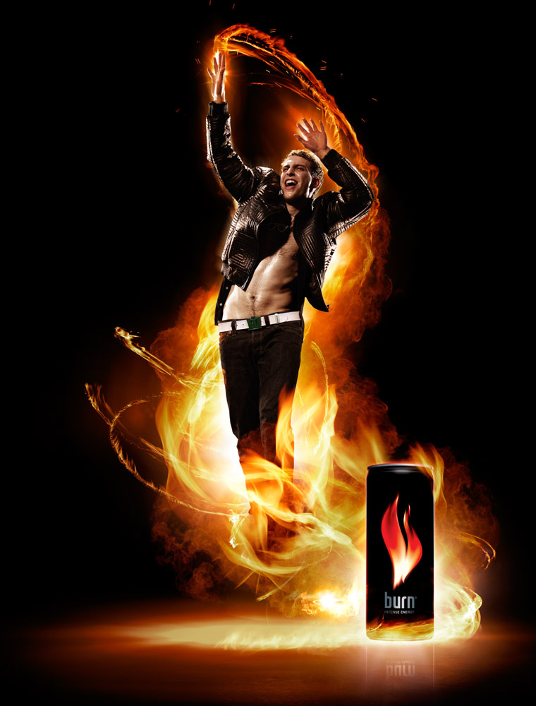 burn可口可乐能量饮料广告创意海报