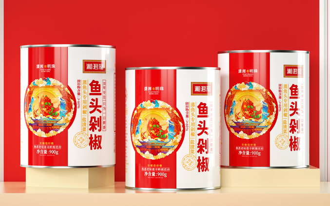 湘君府-蒸鱼头专用剁椒产品包装设计设计图片