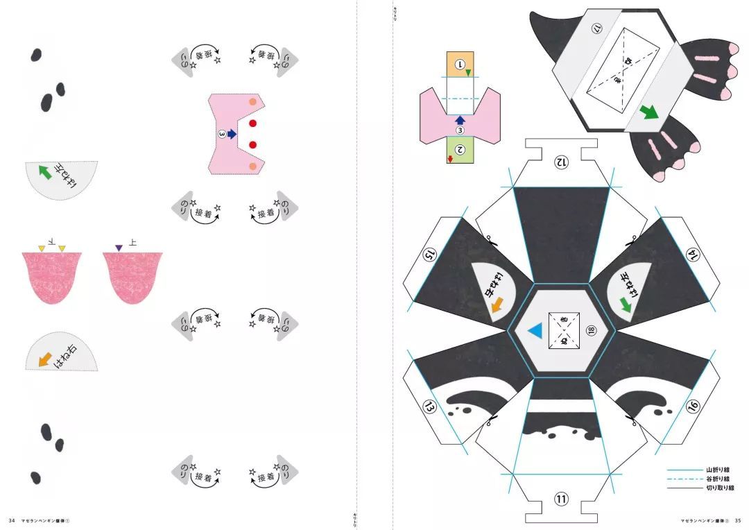 弹跳企鹅折纸图纸图片